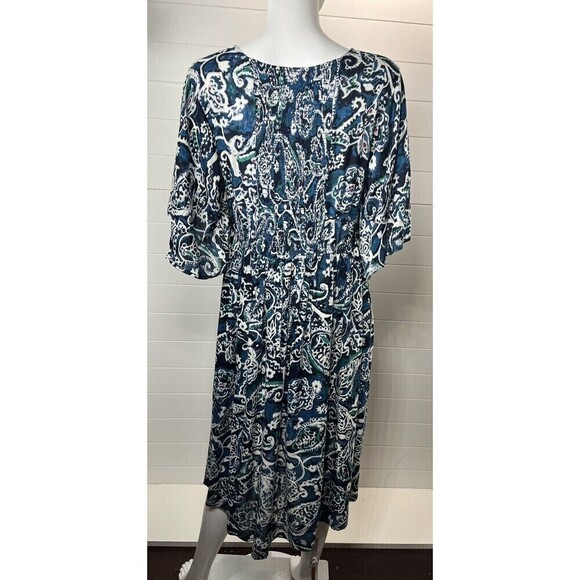 National Paisley Print Patio Lounge Midi A Line Dress MuMu Med Rayon Comfy Cozy - Picture 6 of 11